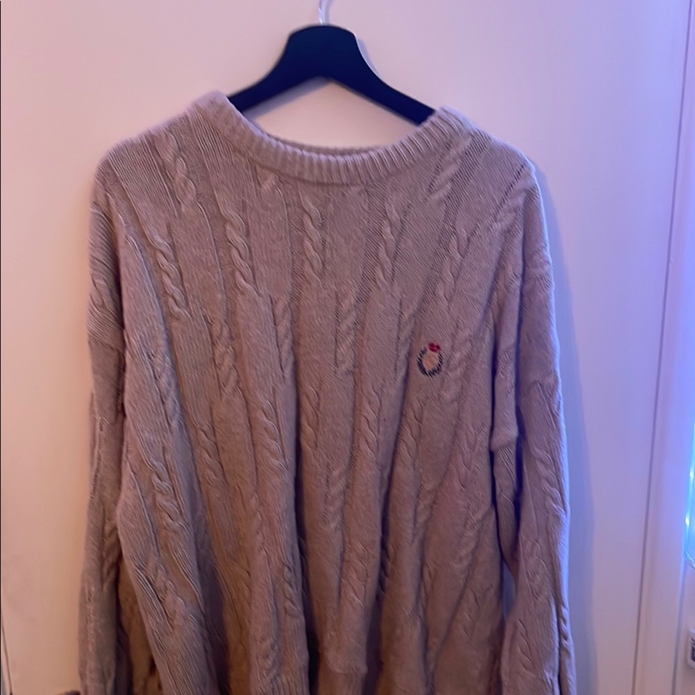 Men's Gray Cable Knit Sweater